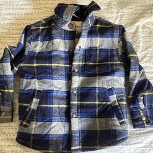 Boden Blue and Gray Plaid flannel jacket with Yellow Accents shacket
